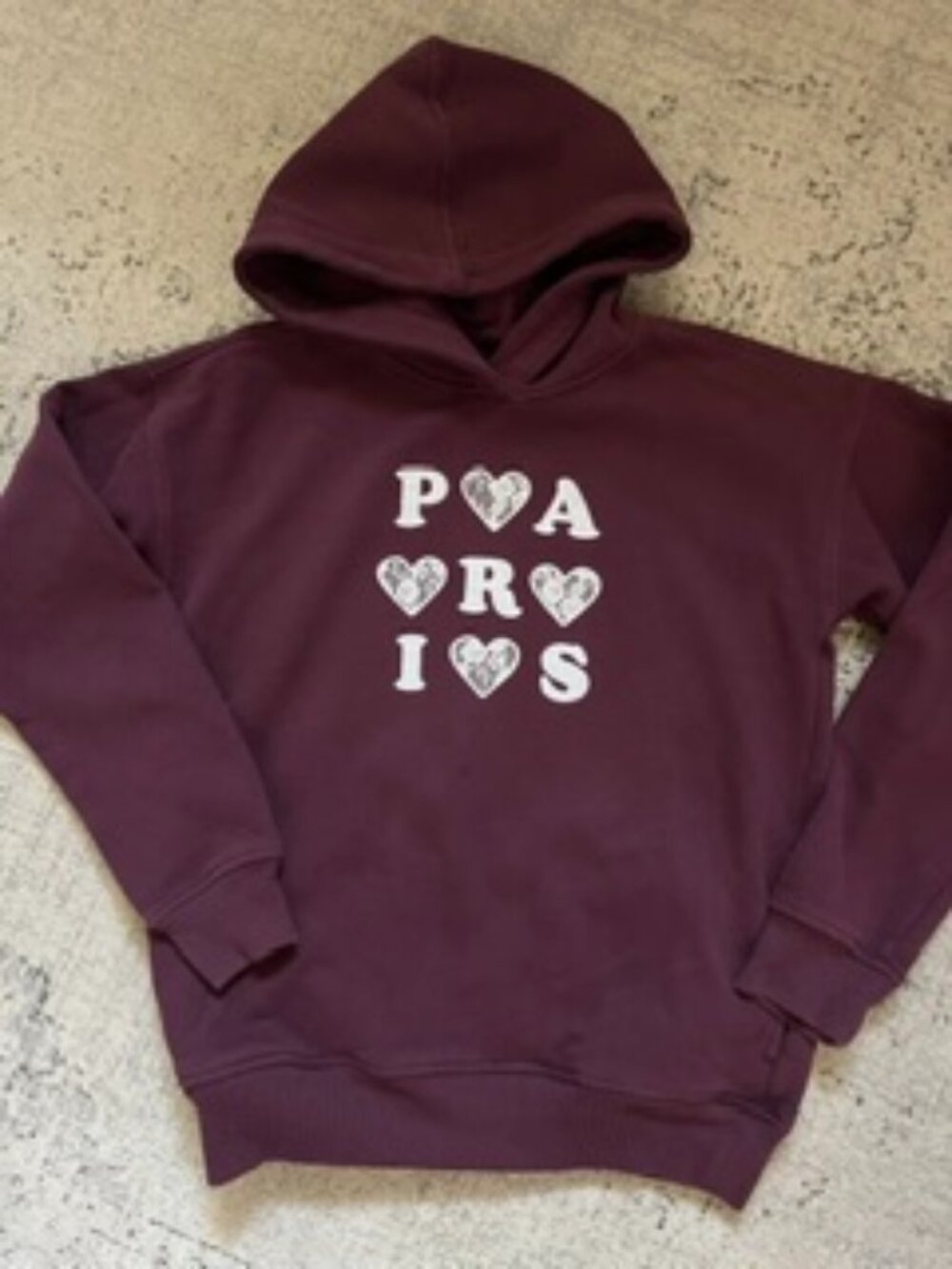 🧡3/$15 Abercrombie Kids Paris Love Lace Deep Plum Front Pouch Pocket Kids 11/12
